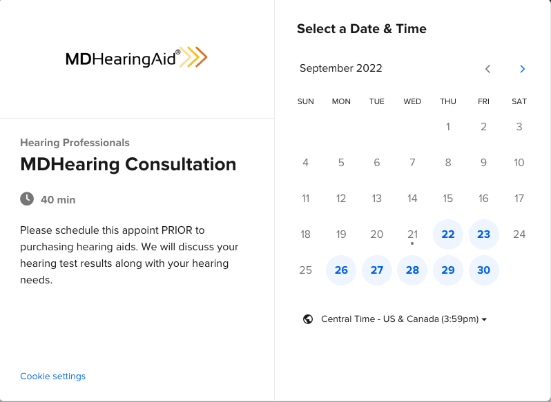 Image of consultation scheduling calendar