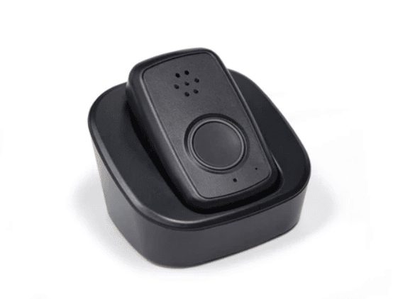 Black MobileHelp Solo device in charging cradle MobileHelpl review