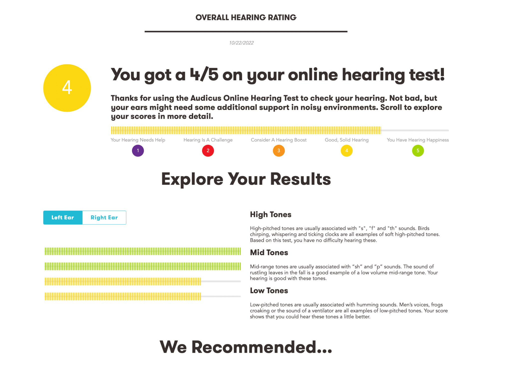 Audicus hearing test results