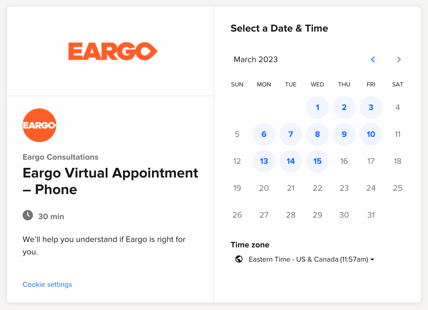Eargo online scheduler