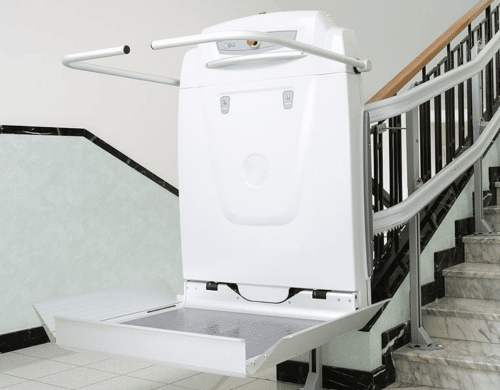 Access BDD’s wheelchair lift option, the Supra Linea, on the staircase.