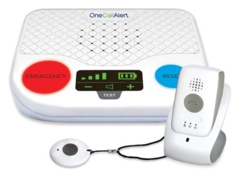 One Call Alert Complete Protection package with base station, mobile system, and help button necklace