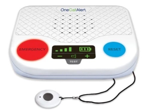 One Call Alert In-Home Wireless base station and help button necklace