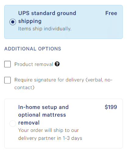 List of Casper shipping options