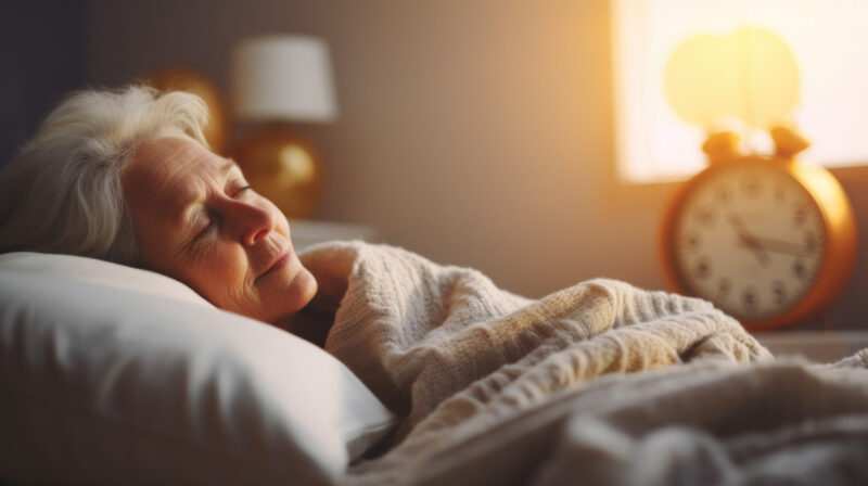 older adult woman sleeping in bed