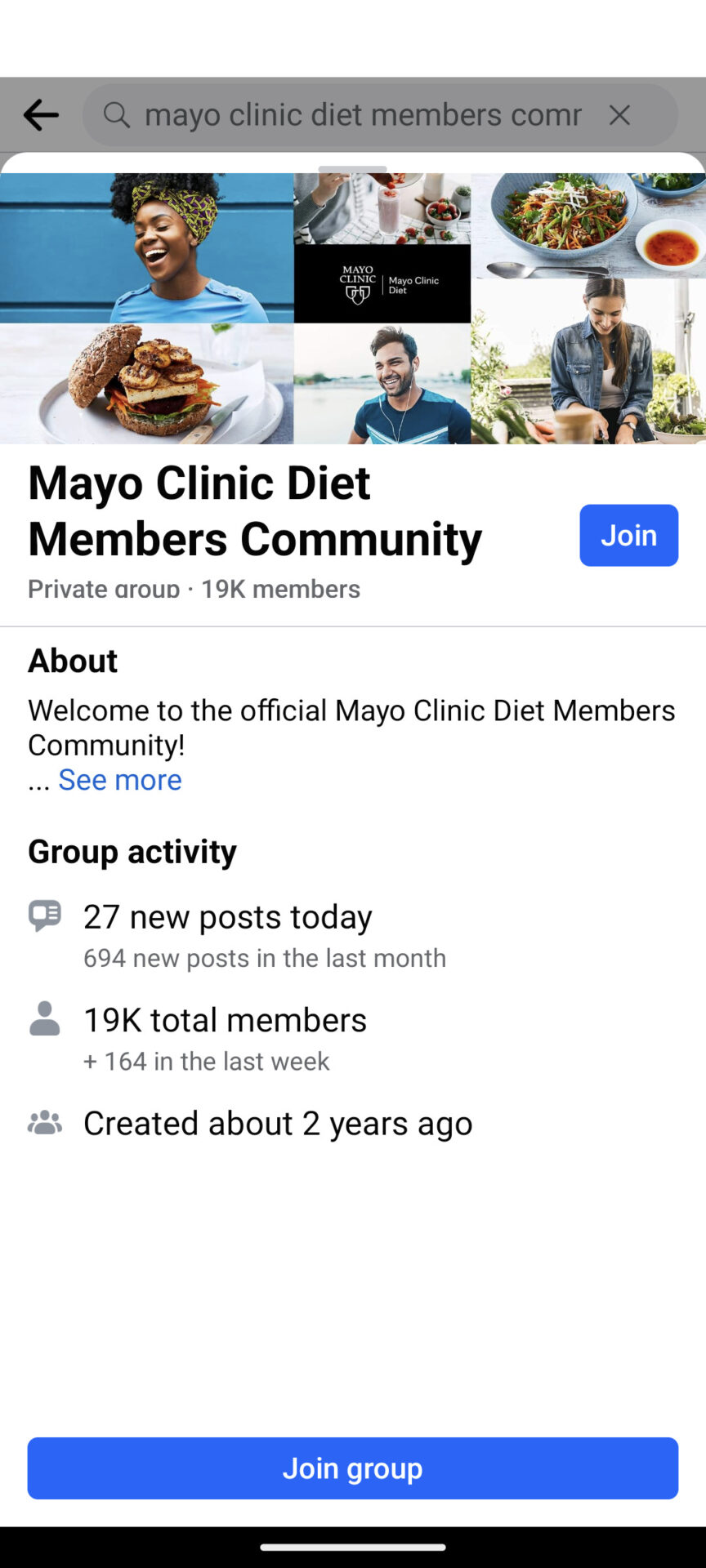 Mayo Clinic Facebook community.
