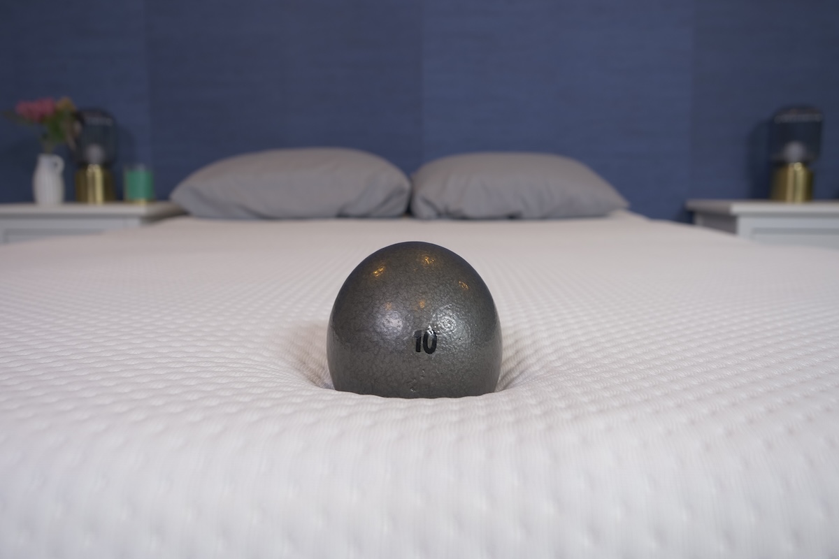 A 10-pound ball on the Emma mattress surface