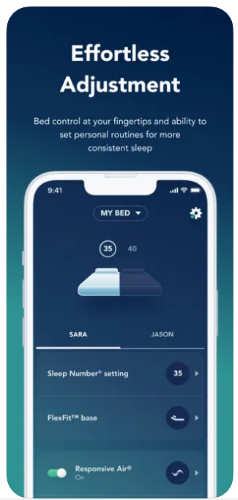 The Sleep IQ app controls